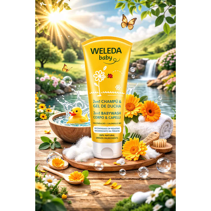 Shampoo Y Gel De Ducha De Caléndula Weleda 200ml Pack x2 5