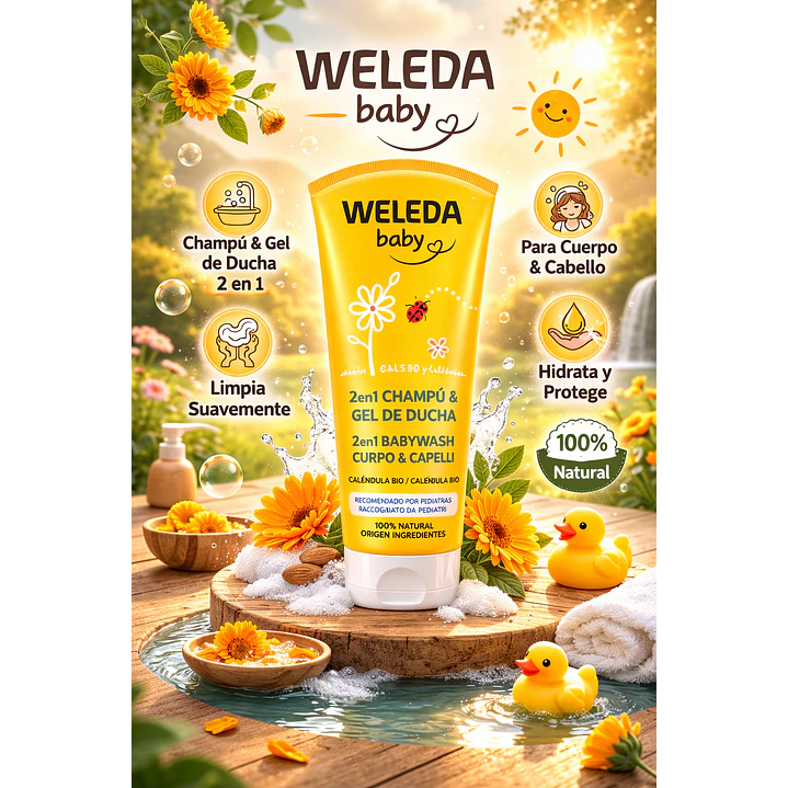 Shampoo Y Gel De Ducha De Caléndula Weleda 200ml Pack x2 6