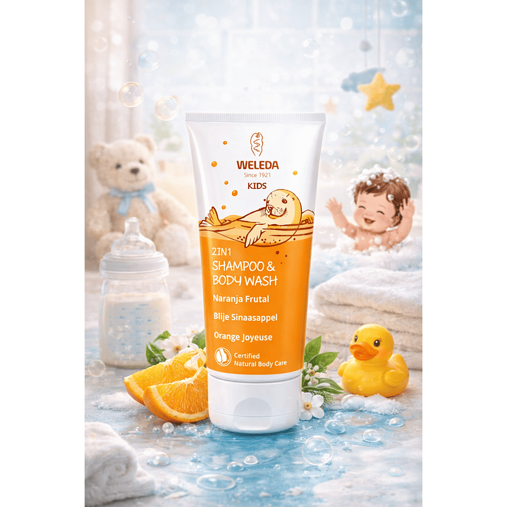 Shampoo Y Gel De Ducha 2 En 1 Naranja Frutal Weleda Kids 200ml  6