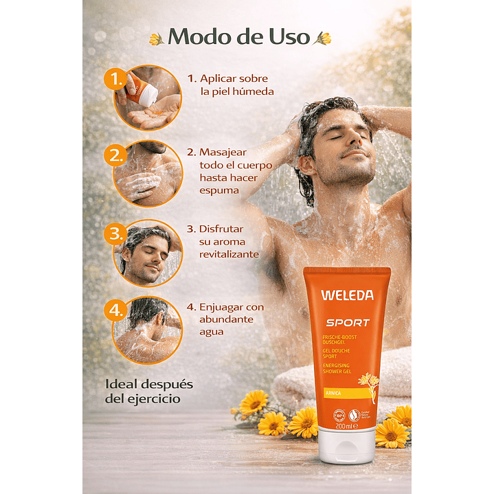 Weleda Sport Arnica Gel De Ducha 200ml Apto Vegano Y Celiaco 4