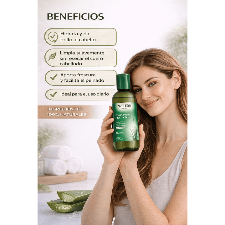 Fitoshampoo Hidratante Aloe Vera Weleda Cabello Normal 250ml 6