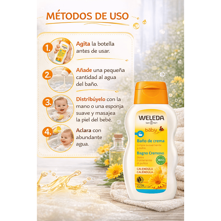 Baño De Crema Baby De Caléndula Weleda 200 ml 2