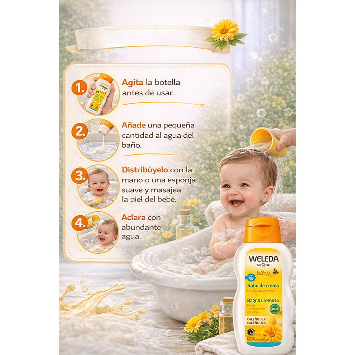 Baño De Crema Baby De Caléndula Weleda 200 ml 4