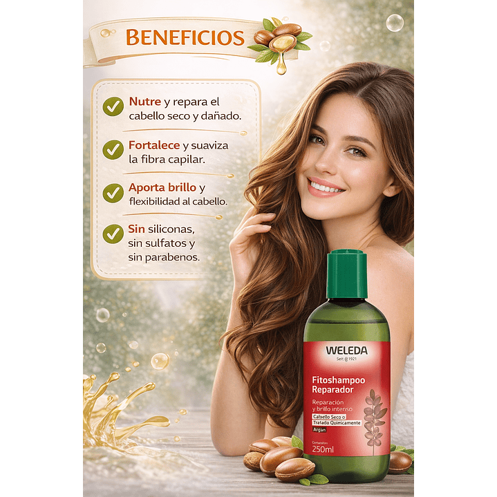 Fitoshampoo Reparador De Argán Weleda 250 ml 3