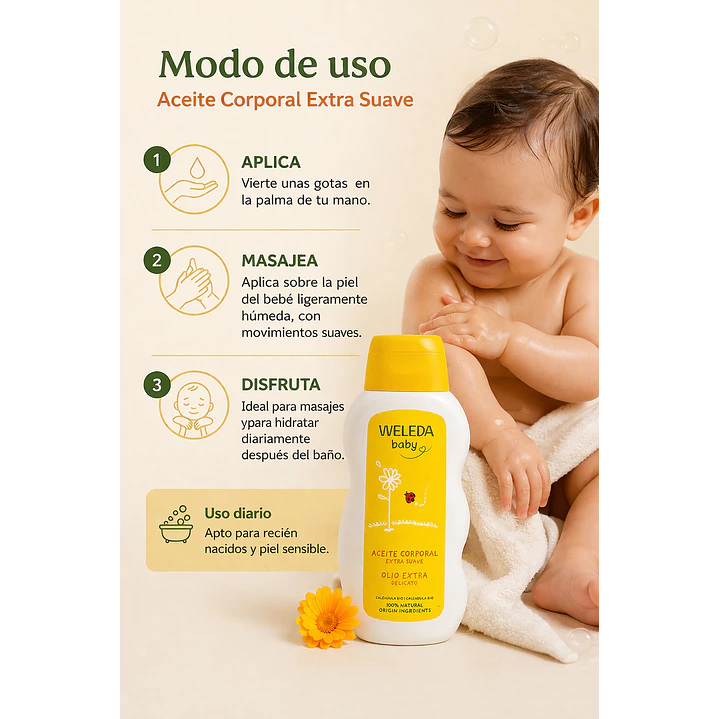 Aceite Corporal de Caléndula Weleda Baby 200ml  3