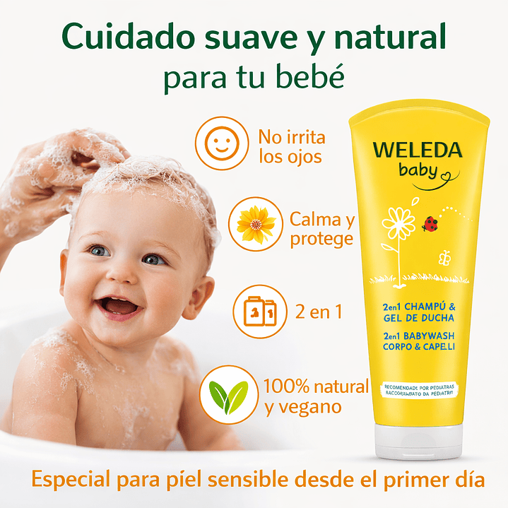  Kit Weleda Baby Shampoo Calendula 200 ml + Baño De Crema Calendula 200 ml  5