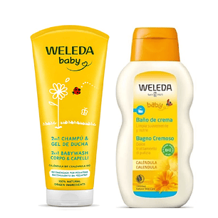  Kit Weleda Baby Shampoo Calendula 200 ml + Baño De Crema Calendula 200 ml 