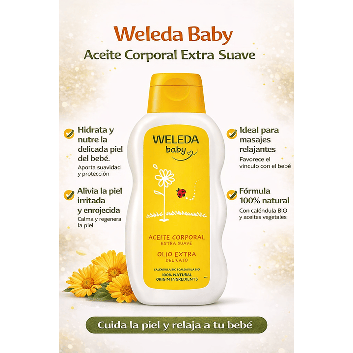 Kit Weleda Baby Shampoo Y Gel Ducha + Aceite Corporal + Crema Pañal + Baño De Crema 3