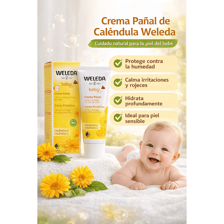 Kit Weleda Baby Shampoo Y Gel Ducha + Aceite Corporal + Crema Pañal + Baño De Crema 4