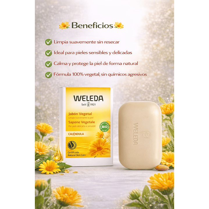 Kit Weleda Aceita Para Masaje+ Jabón Vegetal De Caléndula  4