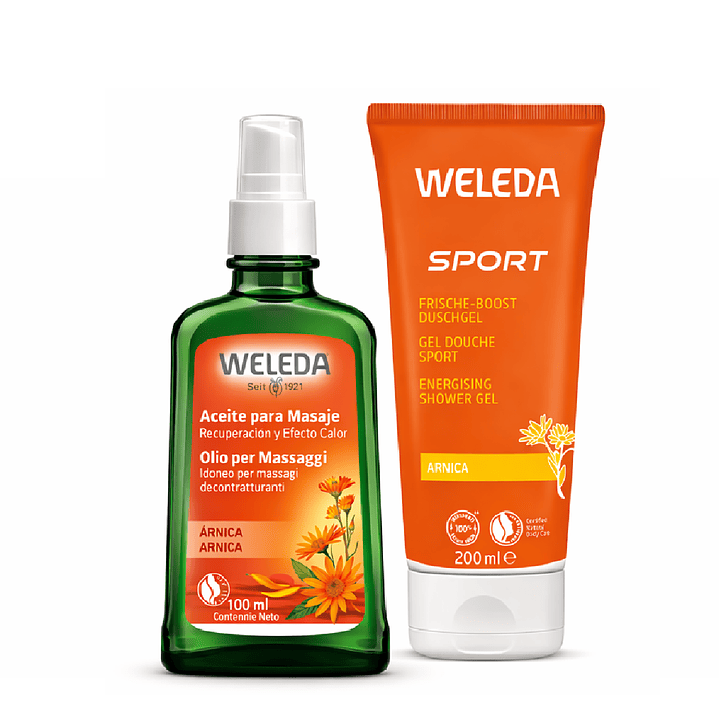 Kit Weleda Aceite Para Masaje Con Árnica 100ml + Gel De Ducha Árnica 200ml 1