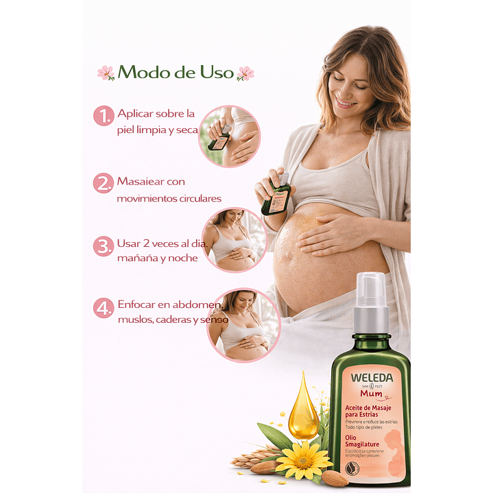 Kit Weleda Aceite De Masaje Para Estrías + Aceite Para Masaje Perineal + Bálsamo de Masaje Para Estrías   5