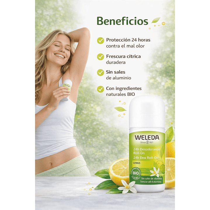 Desodorante Roll On Citrus Weleda 24 Horas 50ml 3