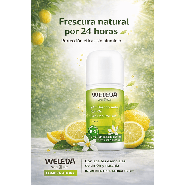Desodorante Roll On Citrus Weleda 24 Horas 50ml 4