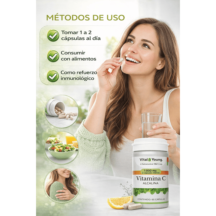 Vitamina C Alcalina 60 Cápsulas Vital & Young 3