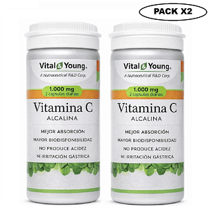 Vitamina C Alcalina 60 Cápsulas Vital & Young Pack x2