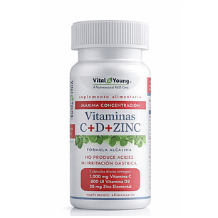 Vitamina C + D + Zinc Vital & Young X60 Cápsulas