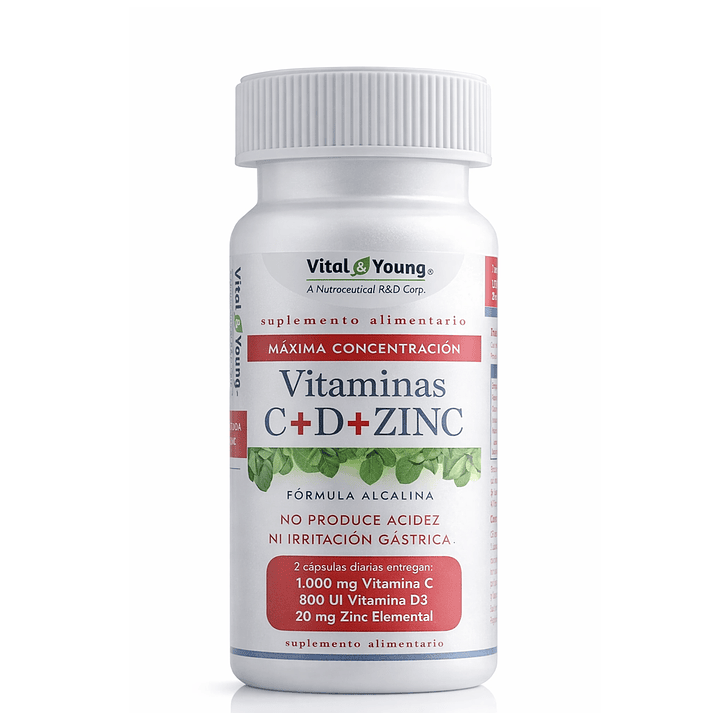 Vitamina C + D + Zinc Vital & Young X60 Cápsulas 1