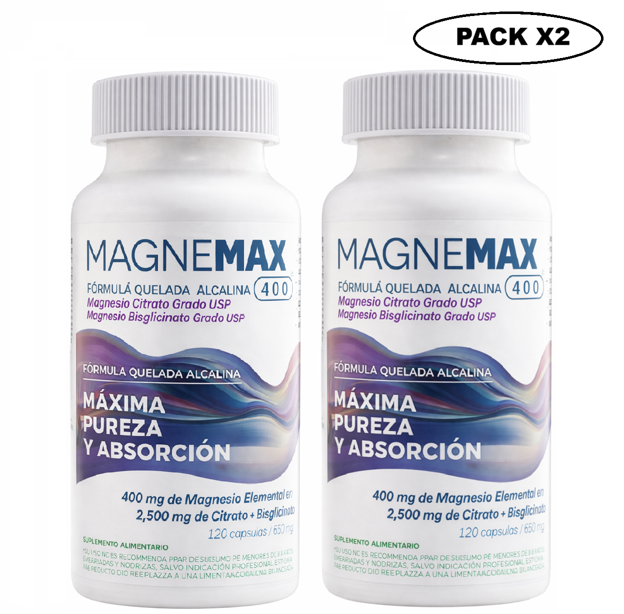 Magnemax 400 Vital & Young 120 Cápsulas Magnesio Pack x2