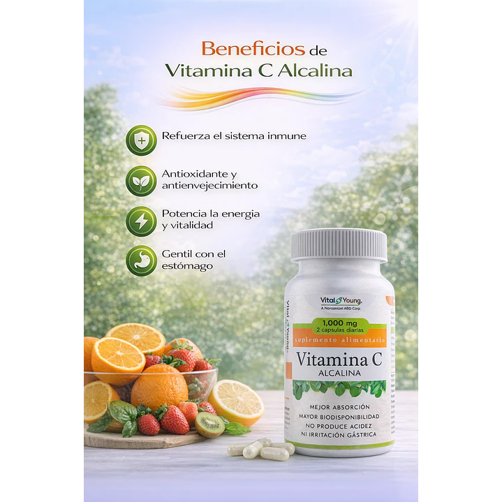 Vitamina C Alcalina 60 Cápsulas Vital & Young 4