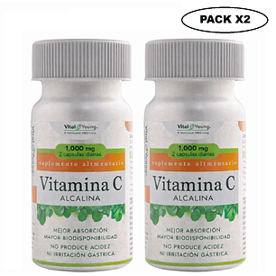 Vitamina C Alcalina 60 Cápsulas Vital & Young Pack x2