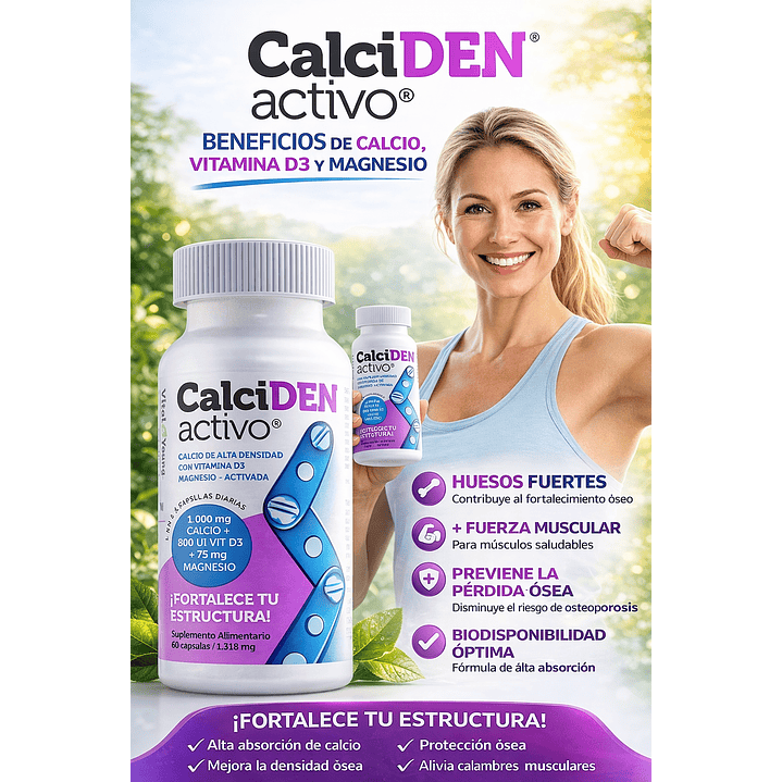 Calcidén Activo 60 Cápsulas Calcio Alta Absorción Pack x2 4
