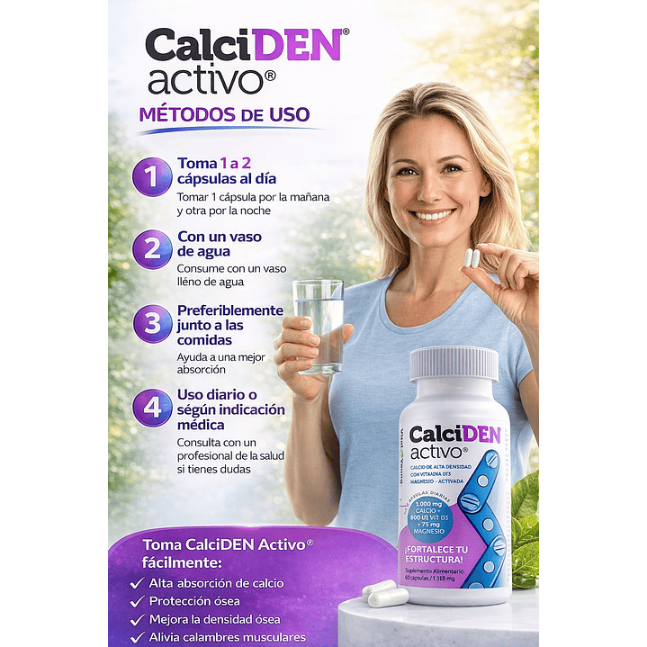 Calcidén Activo 60 Cápsulas Calcio Alta Absorción Pack x2 5