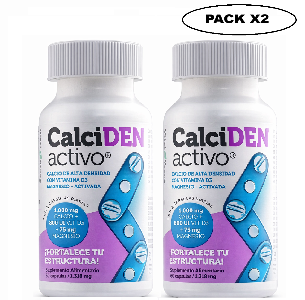 Calcidén Activo Calcio 60 Cápsulas Pack x2
