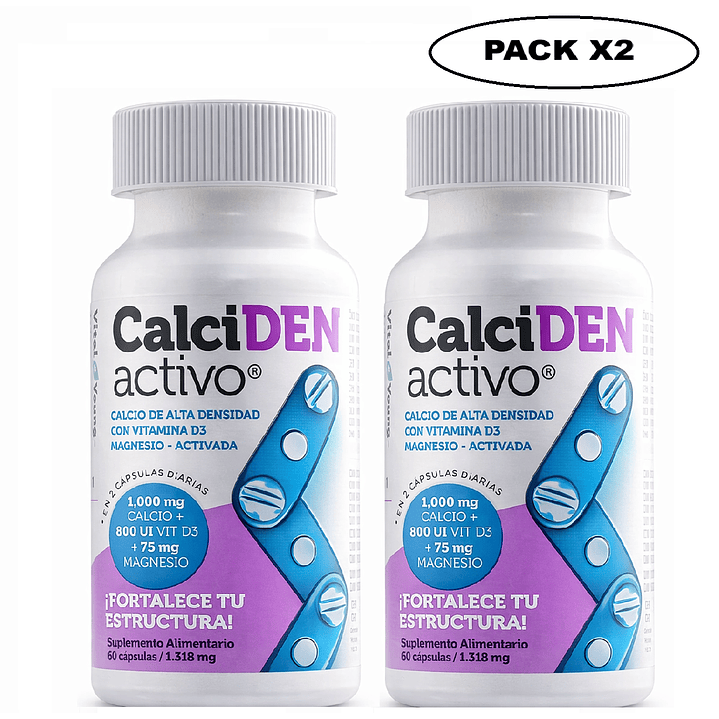 Calcidén Activo 60 Cápsulas Calcio Alta Absorción Pack x2 1