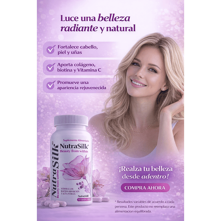 Nutrasilk 60 Cápsulas Cabello Piel y Uñas 450 mg 4