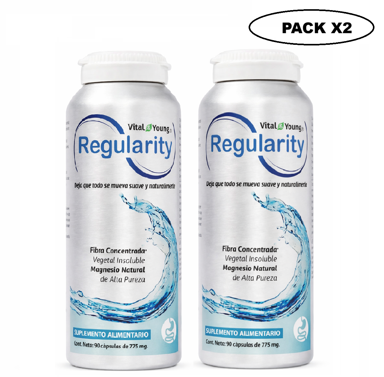 Regularity 90 Cápsulas 775 mg Regulador Digestivo Pack x2
