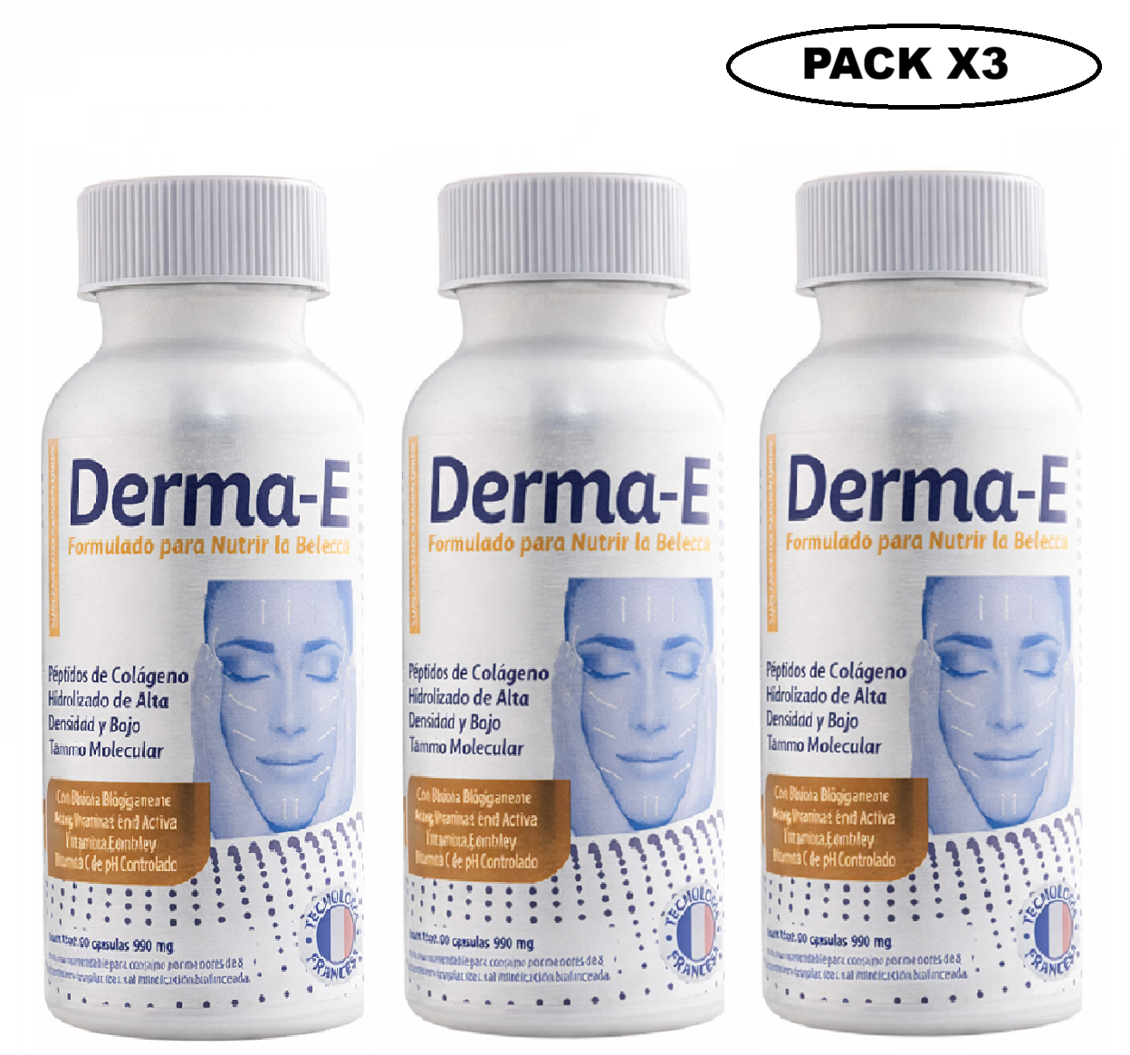Derma E 90 Cápsulas 490 mg Vital & Young Salud de la Piel Pack x3