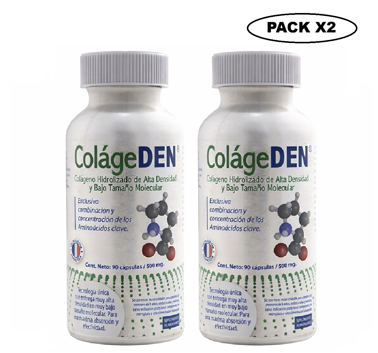 ColageDen Colageno Hidrolizado Vital And Young 500MG X90 Pack x2