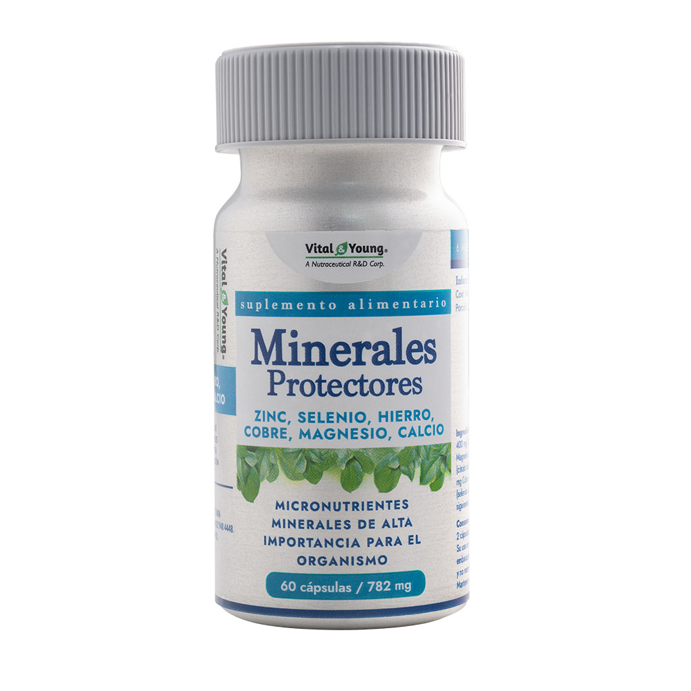 Minerales Protectores Zn Se Fe Cu Mg Ca 60 Cápsulas 782 mg Vital & Young