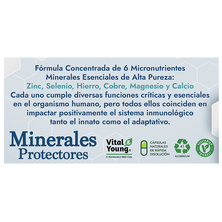 Minerales Protectores Zn Se Fe Cu Mg Ca 60 Cápsulas 782 mg Pack x2 8