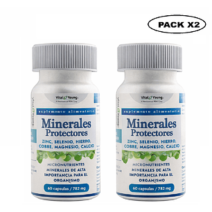 Minerales Protectores Zn Se Fe Cu Mg Ca 60 Cápsulas 782 mg Pack x2