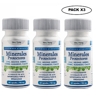 Minerales Protectores Zn Se Fe Cu Mg Ca 60 Cápsulas 782 mg Pack x3 