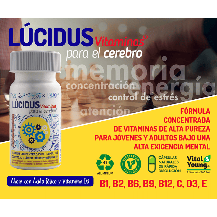 Lucidus Vitaminas 30 Cápsulas 775 mg Energía y Salud 4