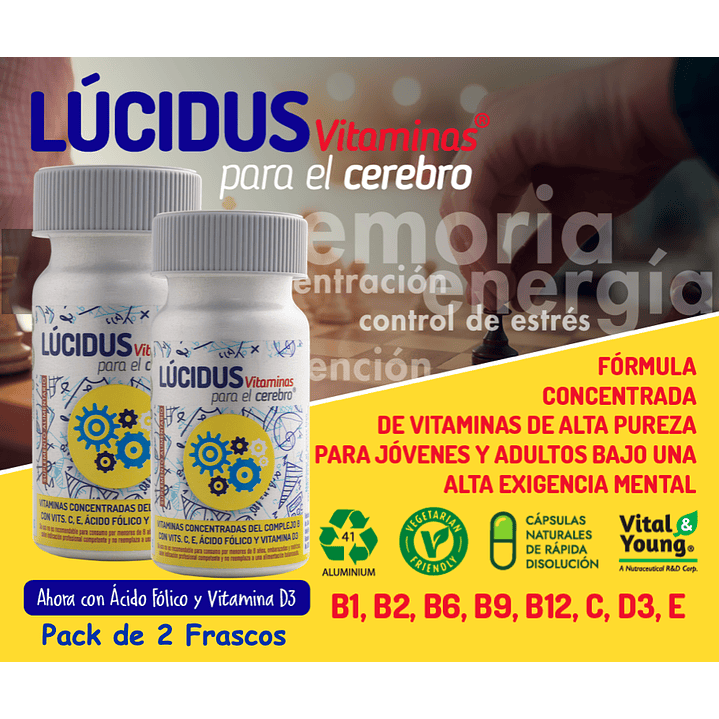 Lucidus Vitaminas 30 Cápsulas 775 mg Energía y Salud Pack x2 4