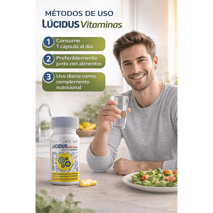 Lucidus Vitaminas 30 Cápsulas 775 mg Energía y Salud Pack x3 6