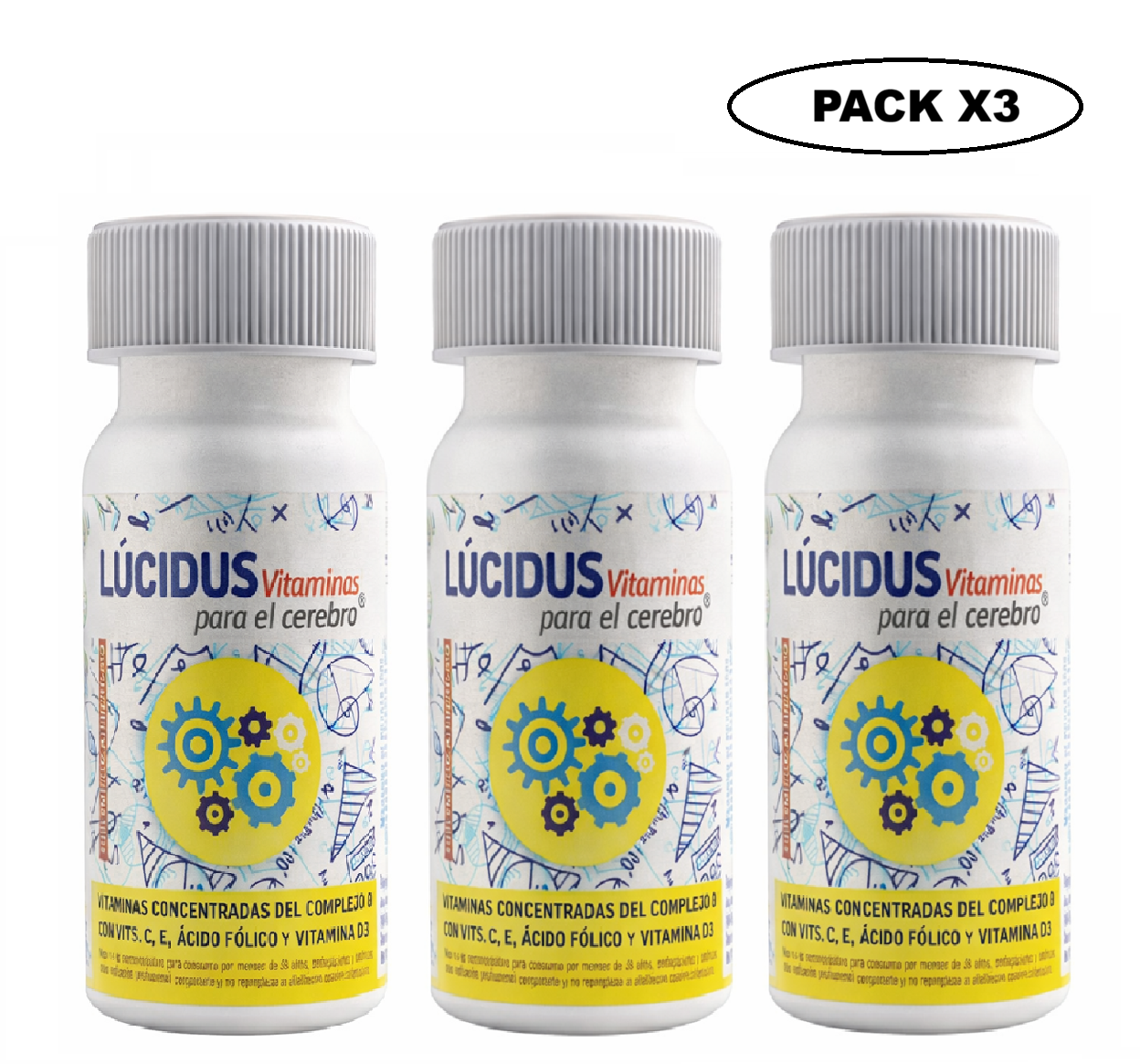 Lucidus Vitaminas 30 Cápsulas 775 mg Vital & Young Energía y Salud Pack x3