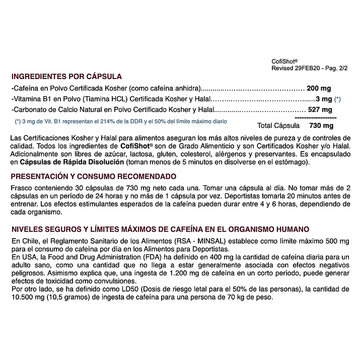 Cofishot 30 Cápsulas 730 mg Energía y Vitalidad Pack x3 7