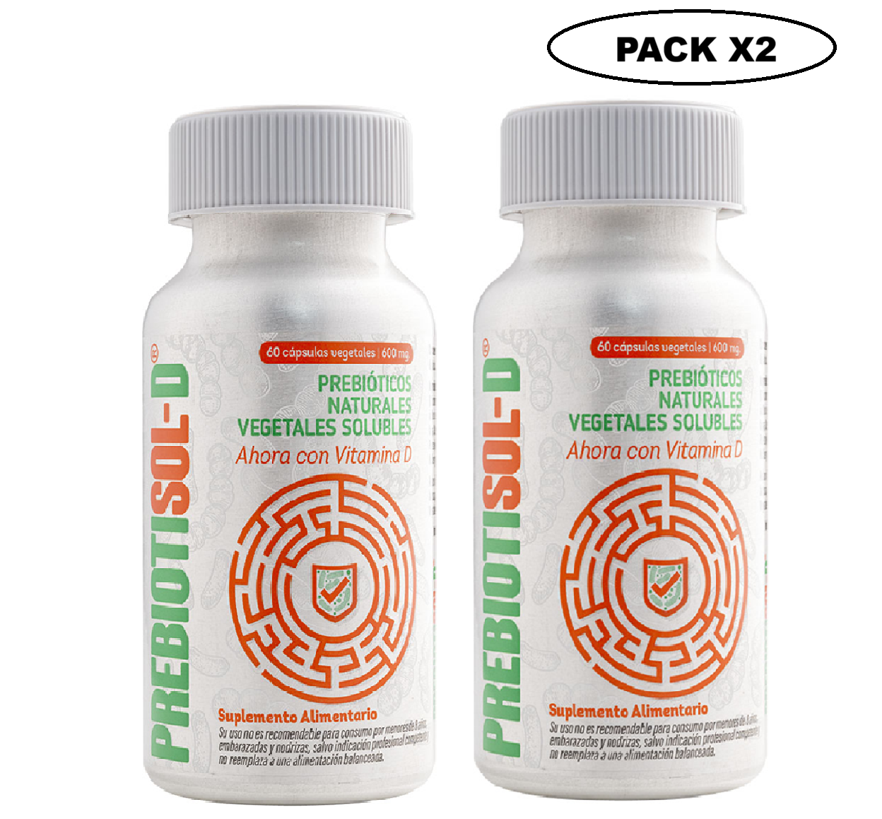 Prebiotisol D 60 Cápsulas 600 mg Vital & Young Salud Digestiva Pack x2