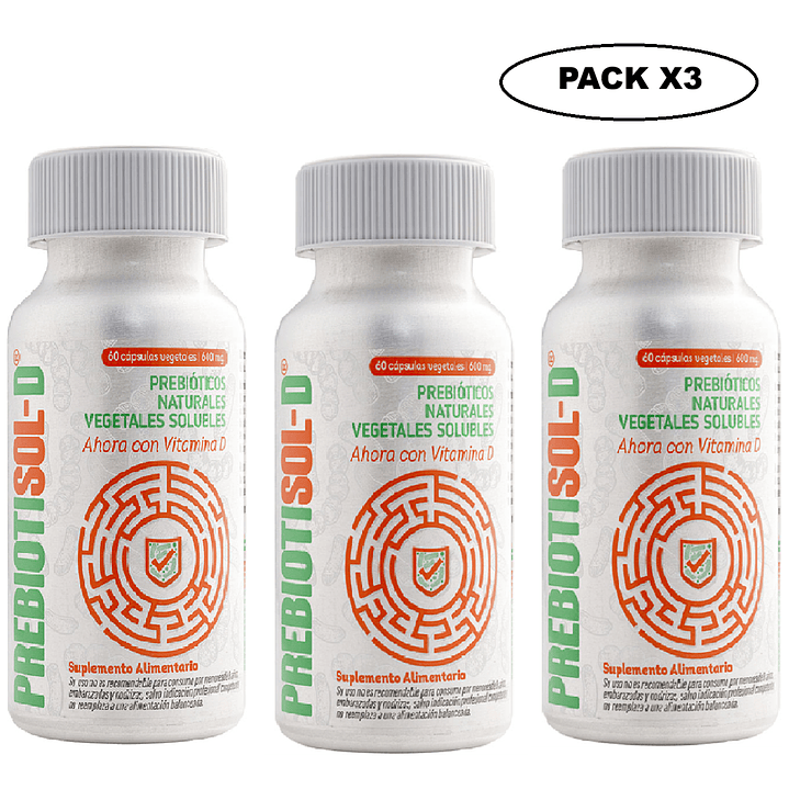 Prebiotisol D 60 Cápsulas 600 mg Salud Digestiva Pack x3 1