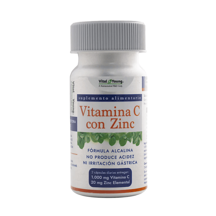 Vitamina C con Zinc 60 Cápsulas 610 mg Alcalina Pack x2 2
