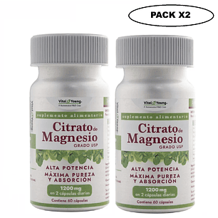 Citrato de Magnesio USP 60 Cápsulas 600 mg Pack x2