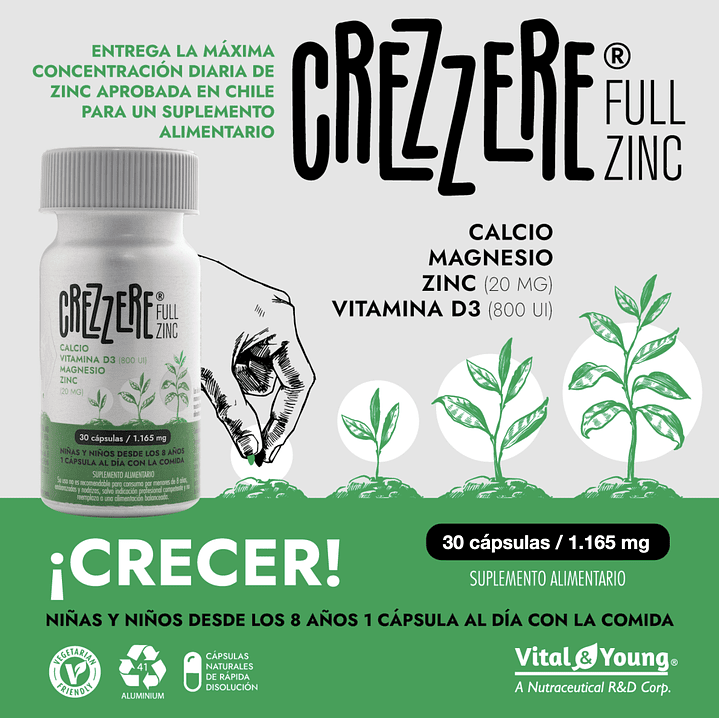 Crezzere Full Zinc 30 Cápsulas 1165 mg Inmunidad 4