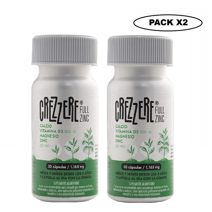 Crezzere Full Zinc 30 Cápsulas 1165 mg Inmunidad Pack x2 1