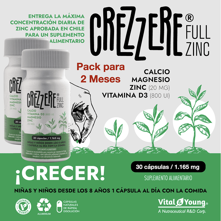 Crezzere Full Zinc 30 Cápsulas 1165 mg Inmunidad Pack x2 5