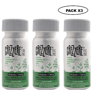 Crezzere Full Zinc 30 Cápsulas 1165 mg Inmunidad Pack x3